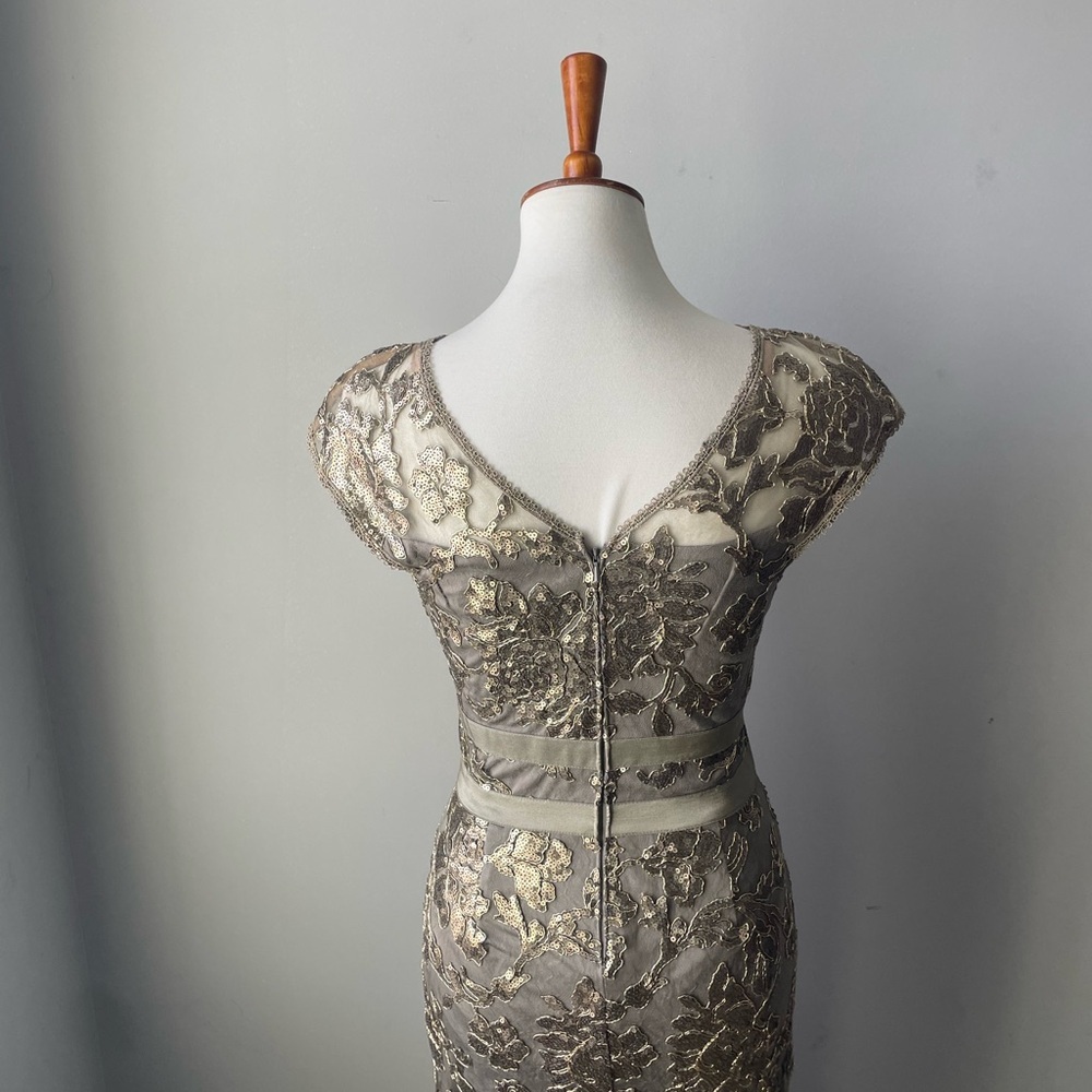 Tadashi Shoji Gold Sequin A-Line Gown - Picture 7 of 8